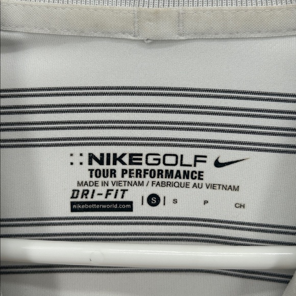Nike Golf Dri-Fit Striped Polo Shirt White Black Cabot Logo Men’s Small - Picture 2 of 11